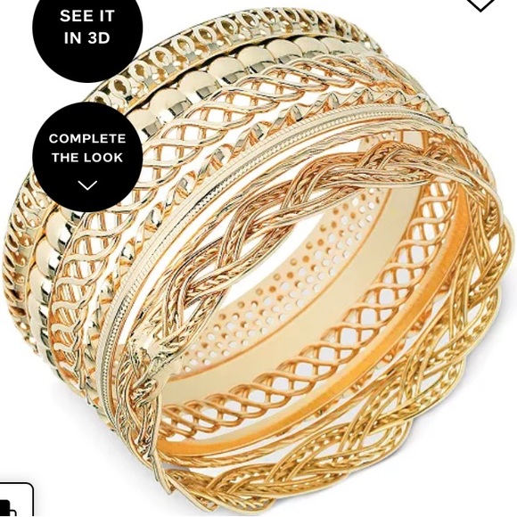 NWT Guess 7 gold tone bangle bracelet set.Brand new,never worn,stackable. - Picture 4 of 14